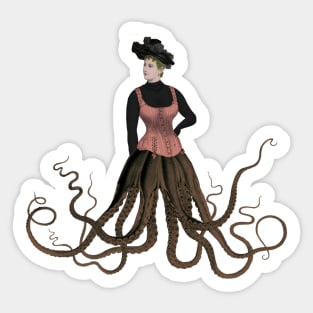 Victorian Octopus woman Sticker